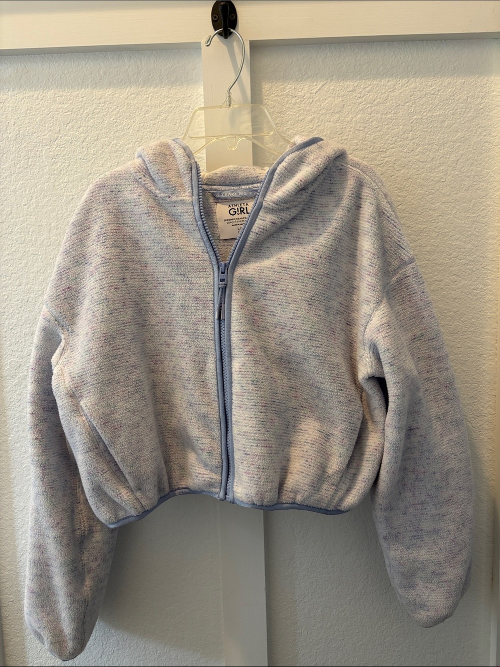 Athleta Girls' Heathered Light Lavender Zip Hoodie